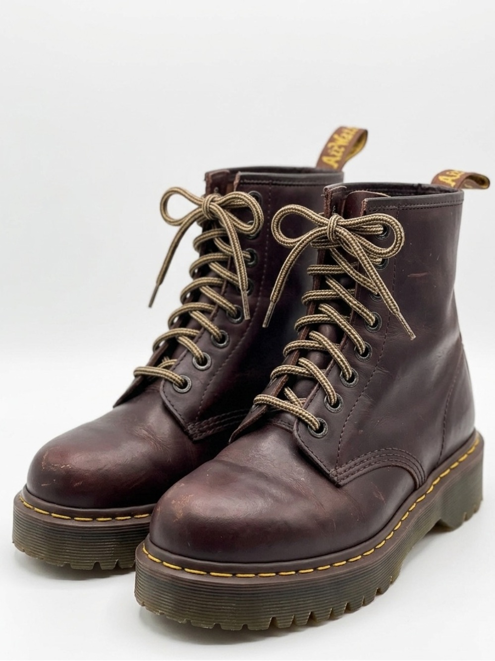 *Vintage* MIE 🏴󠁧󠁢󠁥󠁮󠁧󠁿 Dr. Martens Brown Leather Boots ENGLAND MADE UK 6 Docs